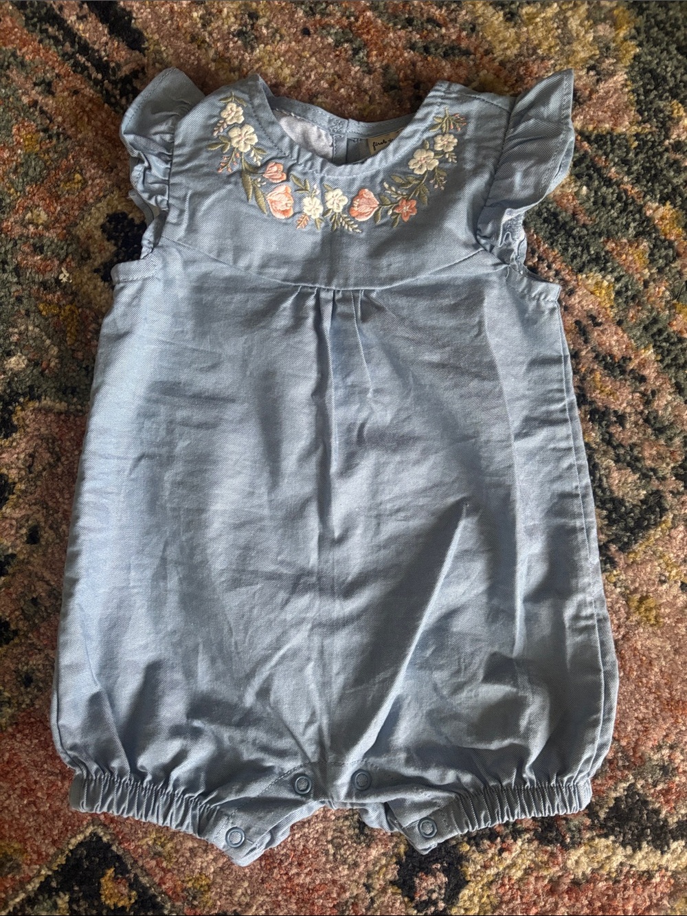 First Impressions Baby Girls Cotton Chambray Flower Sunsuit 6-9 Months